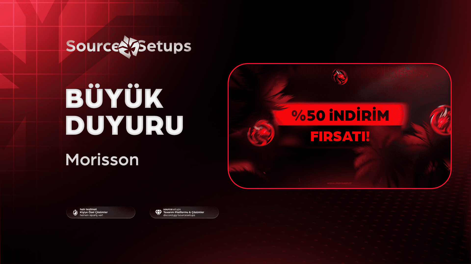 🌴・Morisson・Büyük Duyuru Tasarımı・%50 İndirim Fırsatı