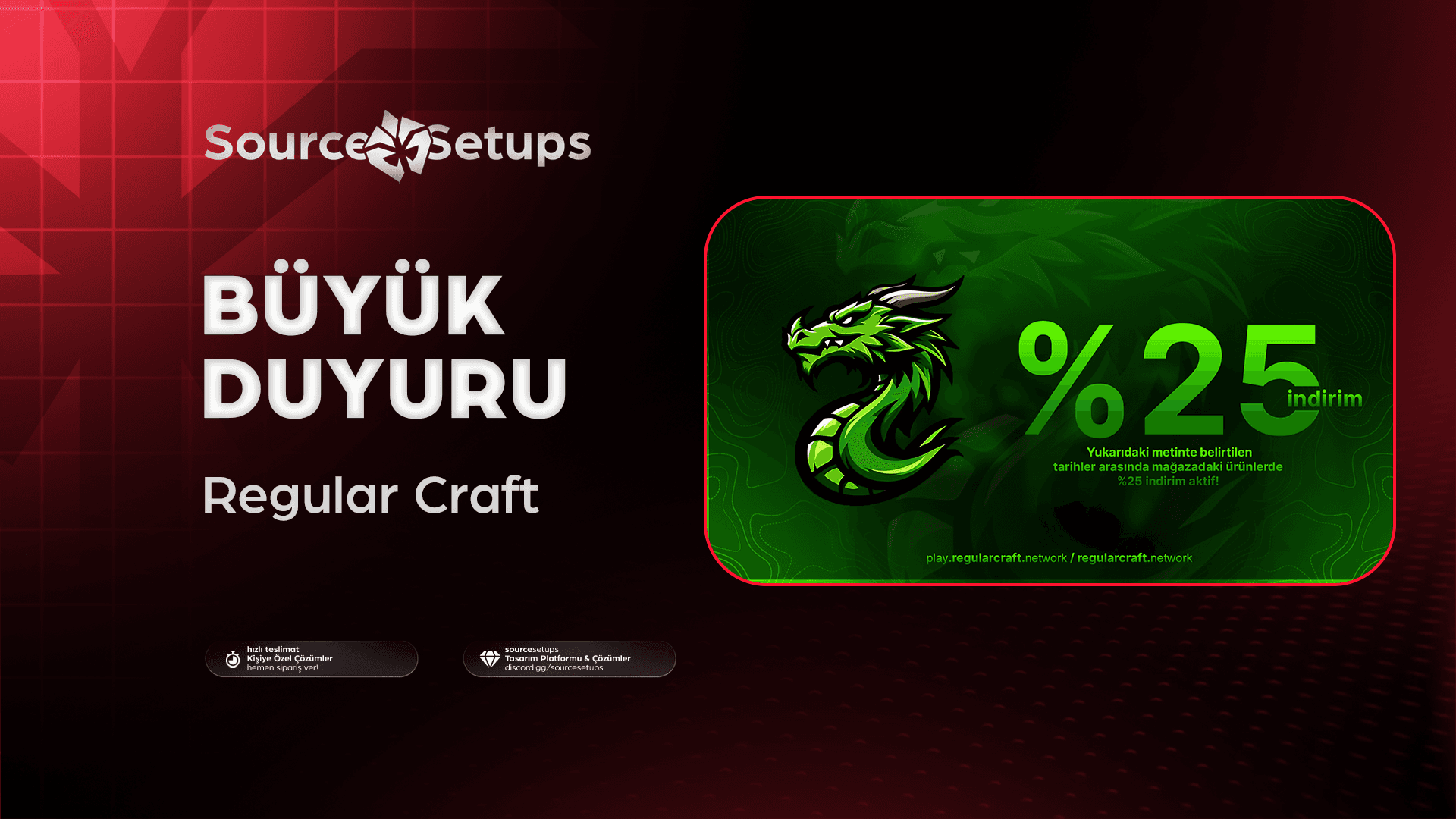🌴・Regular Craft・Büyük Duyuru Tasarımı・%25 İndirim Fırsatı