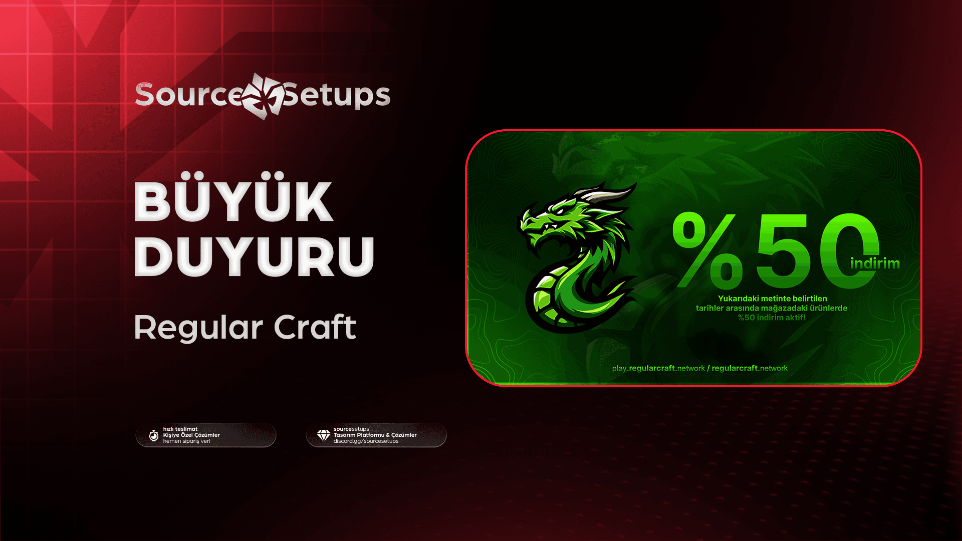 🌴・Regular Craft・Büyük Duyuru Tasarımı・%50 İndirim Fırsatı